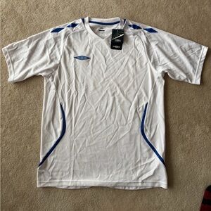 NWT Umbro Men's White and Blue Short Sleeve Tee